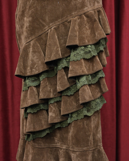 Gingerbread Ruffle Midi Skirt