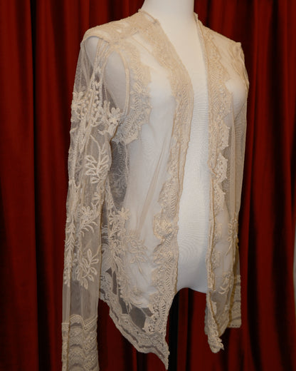 [India] Cream Lace Sheer Outer