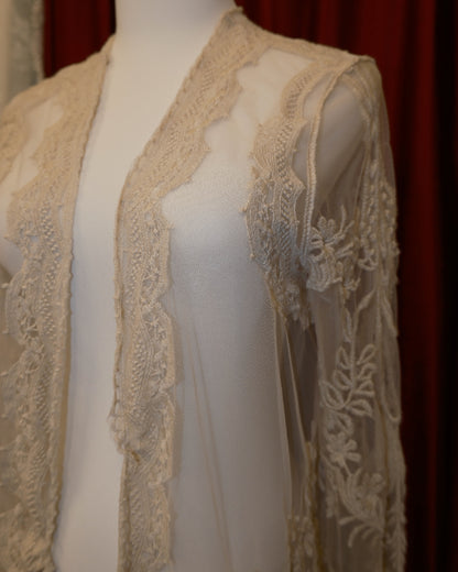 [India] Cream Lace Sheer Outer