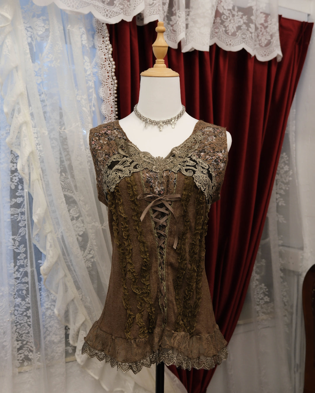 [Pretty Angel] Walnut Brown Ribbon Camisole