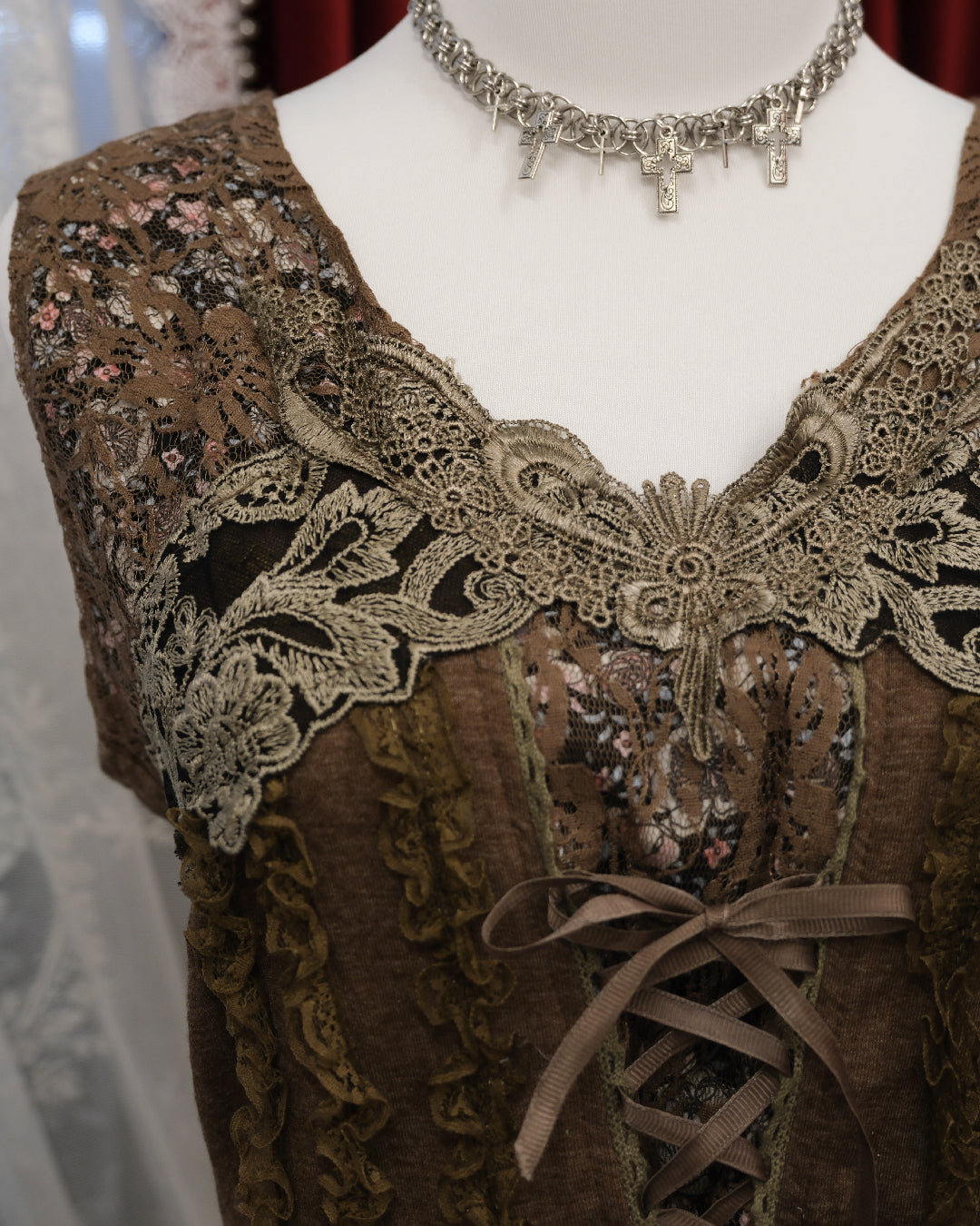 [Pretty Angel] Walnut Brown Ribbon Camisole