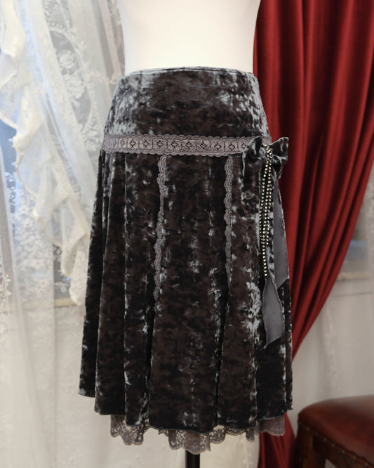 Navy Night Velvet Ribbon Skirt