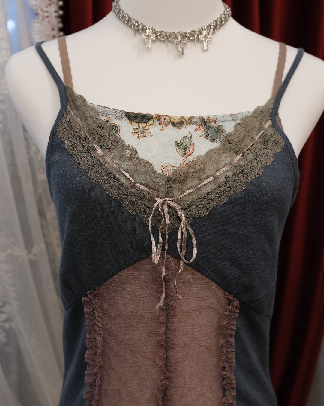[Korea] Teal Patchwork Camisole