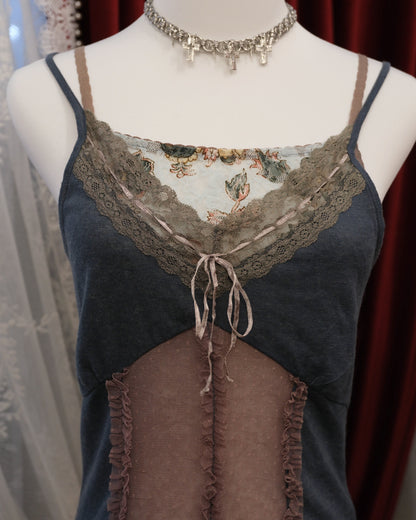 [Korea] Teal Patchwork Camisole