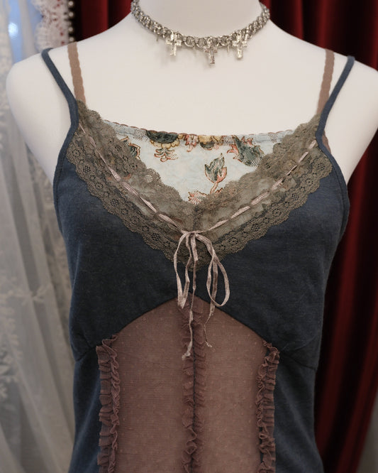 [Korea] Teal Patchwork Camisole