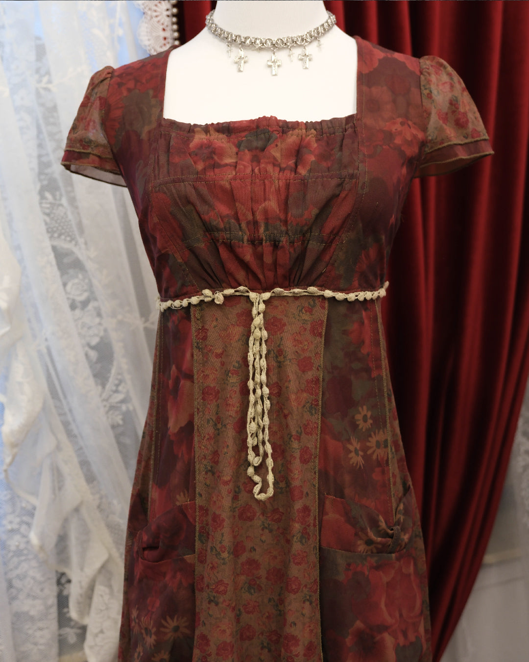 Rosy Red Sheer One Piece Dress