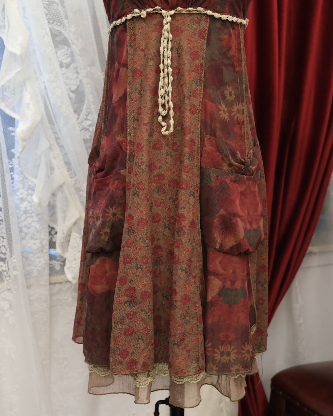 Rosy Red Sheer One Piece Dress