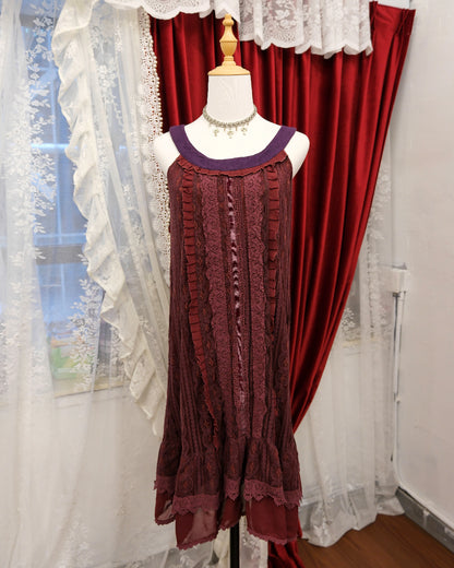 [Set] Cream Medallion Mesh & Mulberry Chiffon