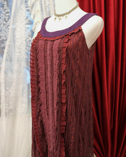 Axes Femme Wine Red Lace Dress