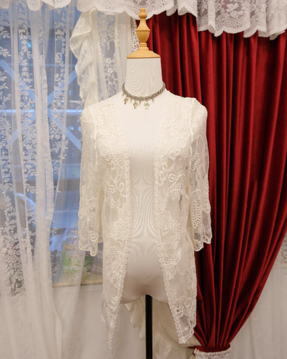 [Set] Cream Medallion Mesh & Mulberry Chiffon