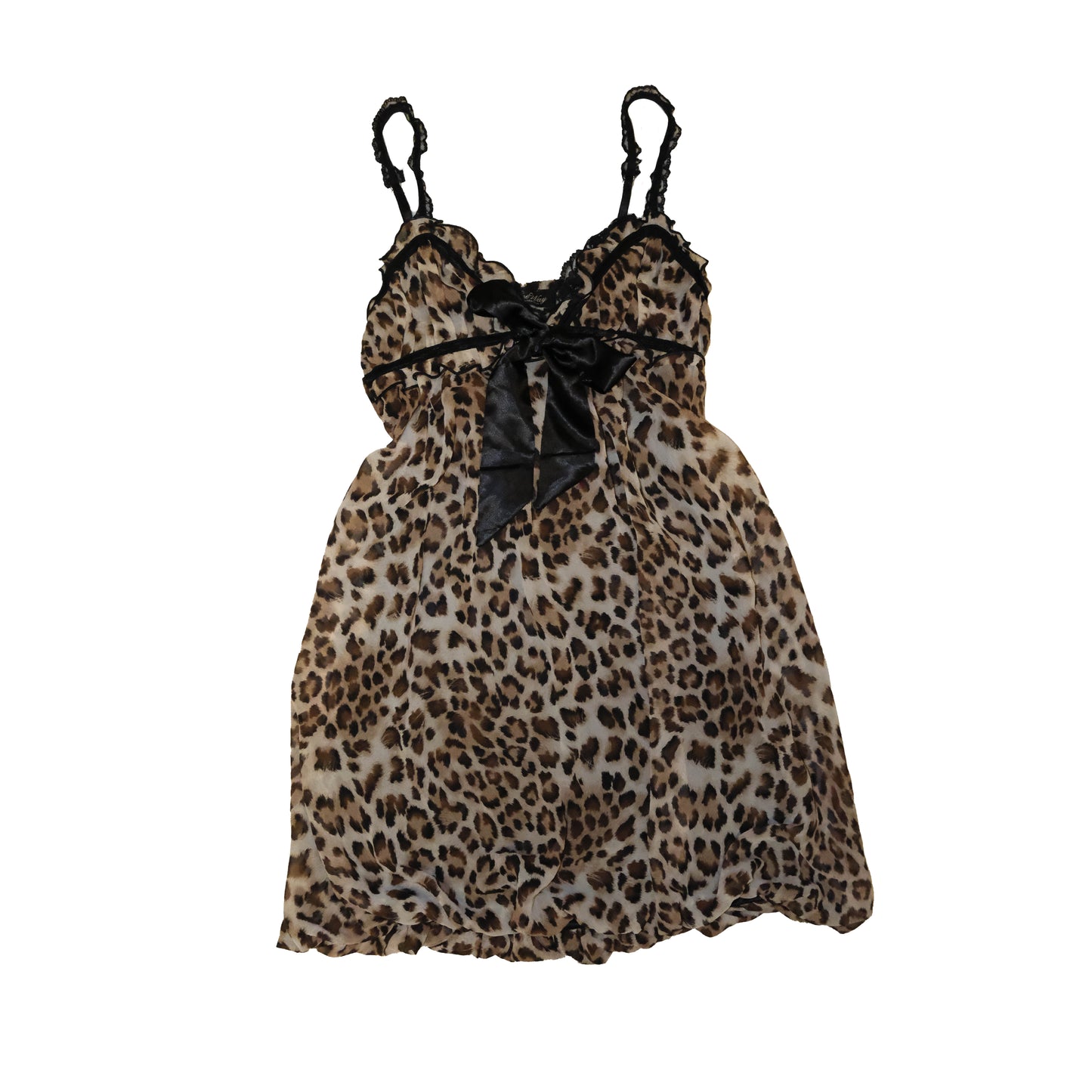 Leopard Ribbon Silk Cami Dress