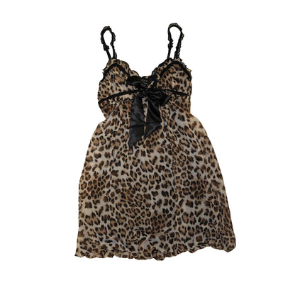 Leopard Ribbon Silk Cami Dress