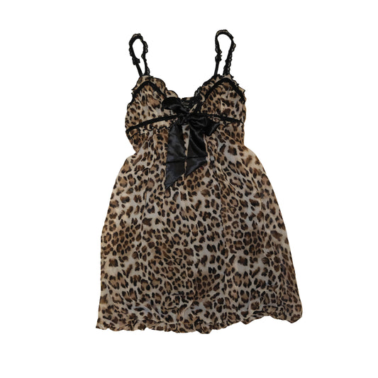 Leopard Ribbon Silk Cami Dress