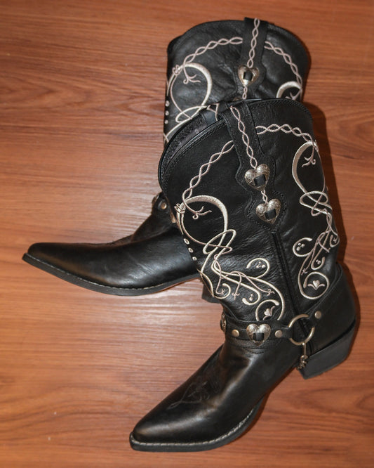 Durango Heart Concho Black Boots