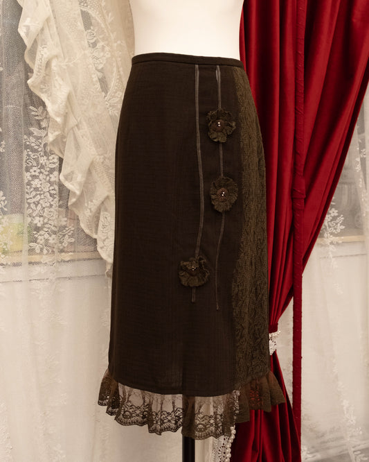 Brunette Lace Floral Skirt