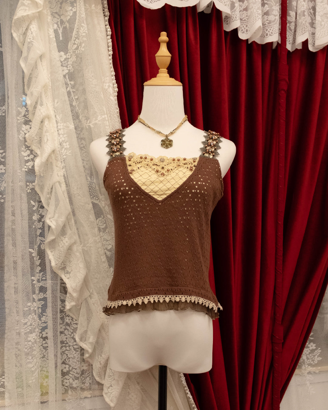Tawny Lace Pearl Top