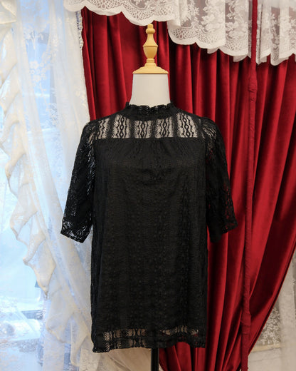 Black Lacey Mesh Top