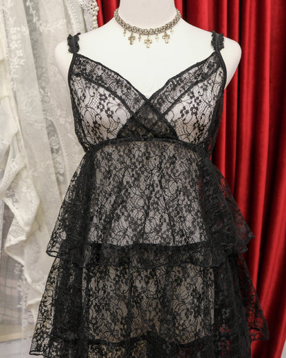 Black Night Lace Layer Dress