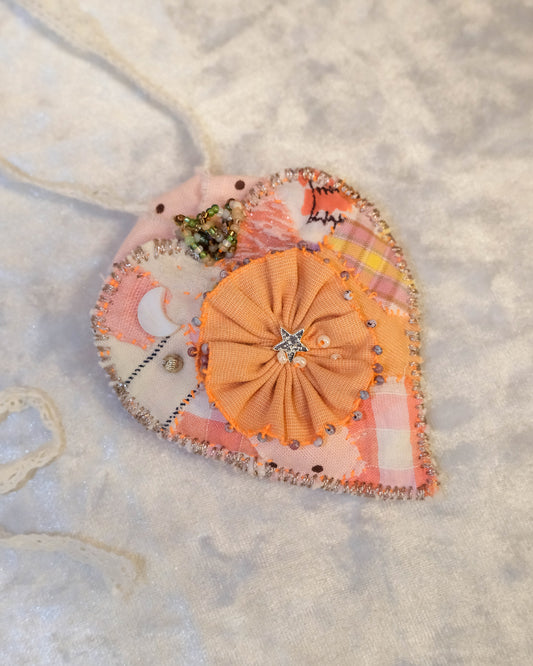Vintage Handmade Patchwork Heart Necklace