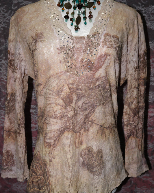 [USA] Laura Max Angel Print Lace Top