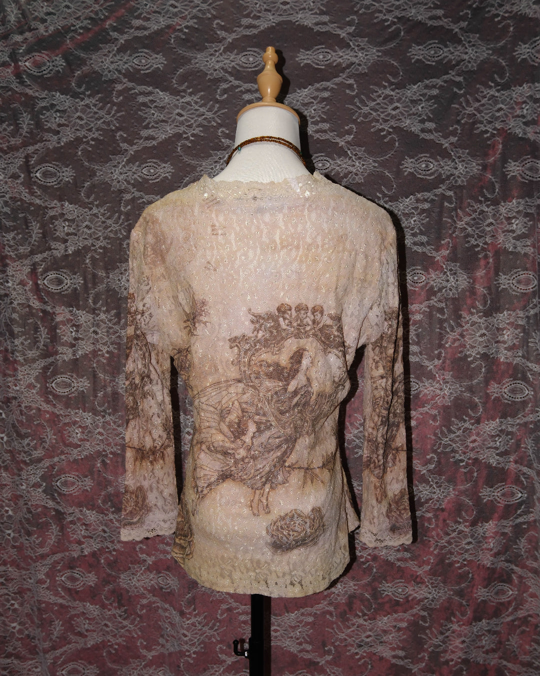 [USA] Laura Max Angel Print Lace Top