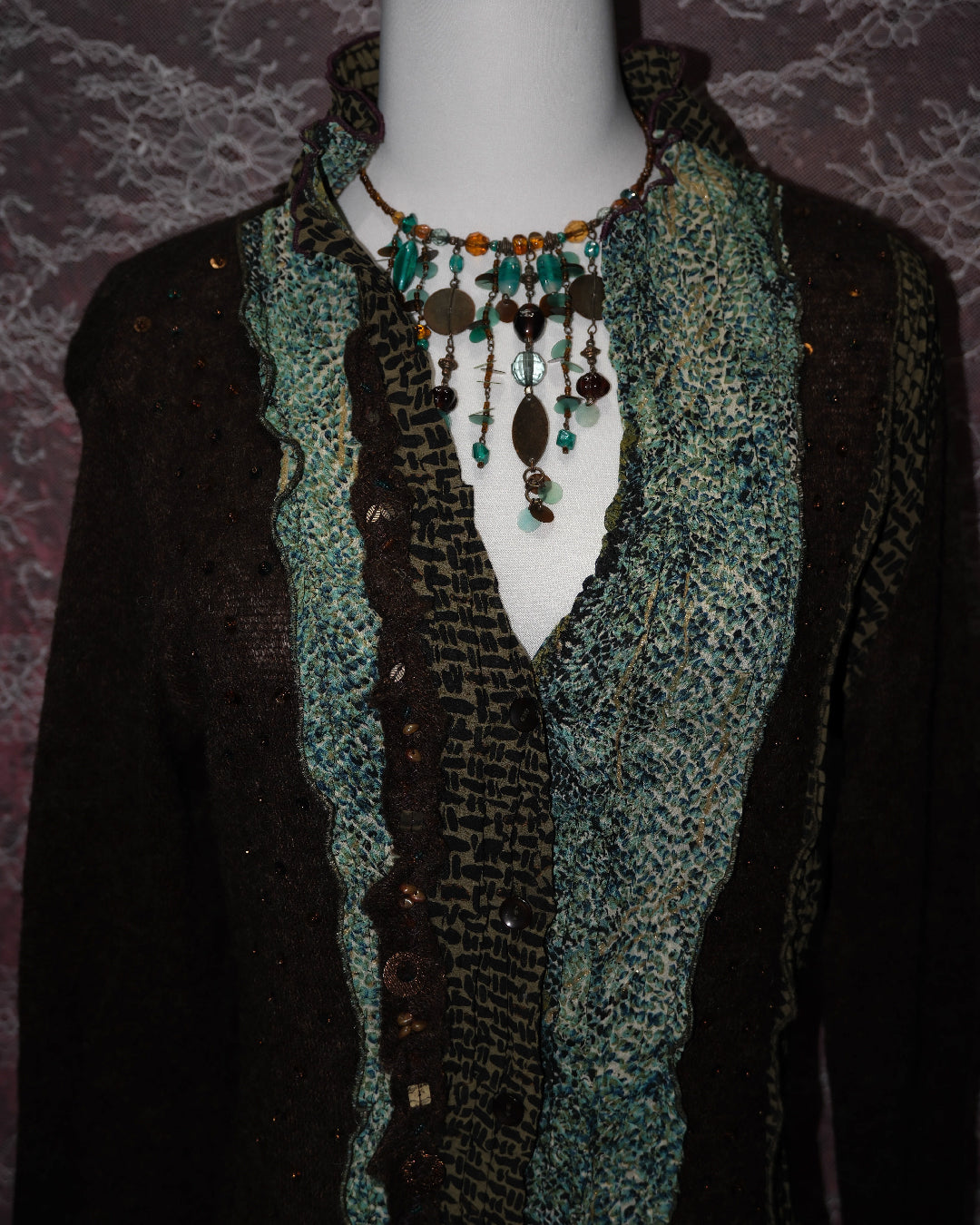 [Alberto Makali] Grey Patchwork Cardigan