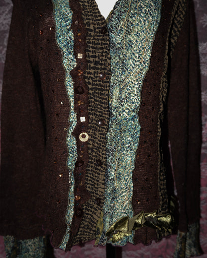 [Alberto Makali] Grey Patchwork Cardigan