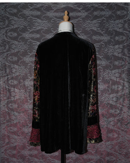 Cherry Lace Velvet Beaded Kimono Cardigan