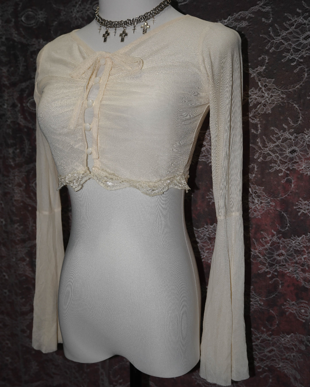 Cream Sheer Crop Top