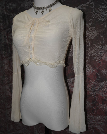Cream Sheer Crop Top