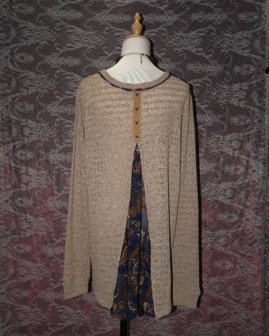 Tan Embroidered Cardigan