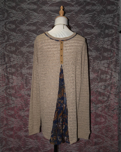Tan Embroidered Cardigan