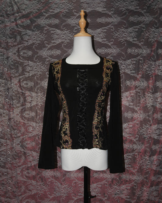 [France] Victorian Embroidered Top