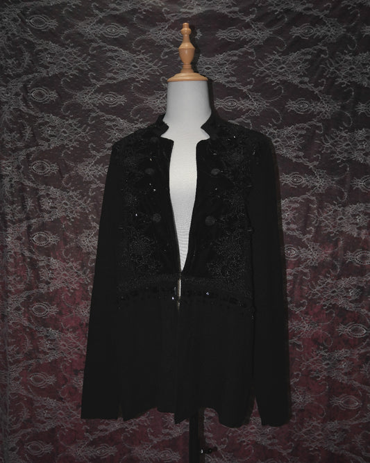 [Chico's] Black Velvet Embellished Beaded Outer