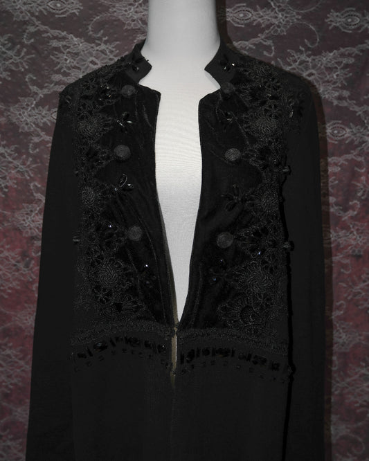 [Chico's] Black Velvet Embellished Beaded Outer