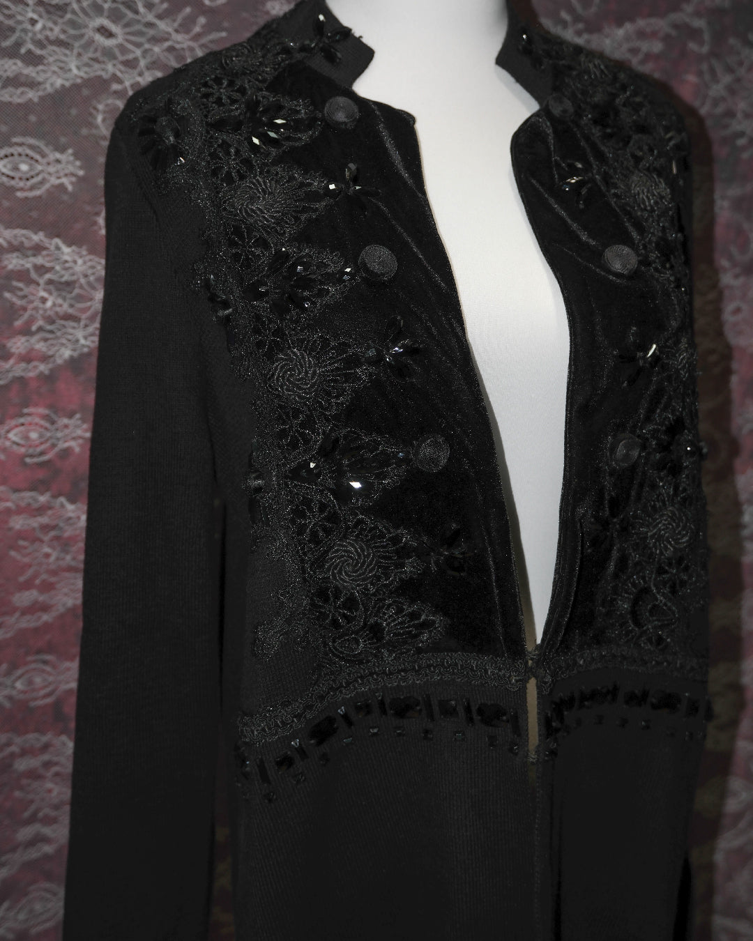 [Chico's] Black Velvet Embellished Beaded Outer