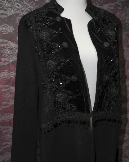 [Chico's] Black Velvet Embellished Beaded Outer