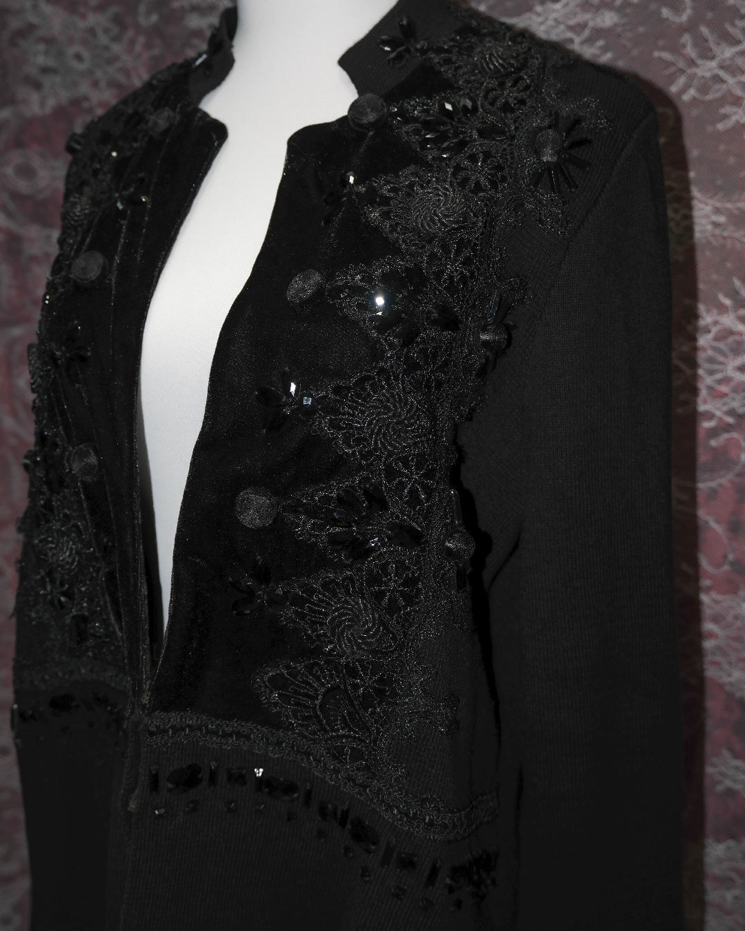 [Chico's] Black Velvet Embellished Beaded Outer