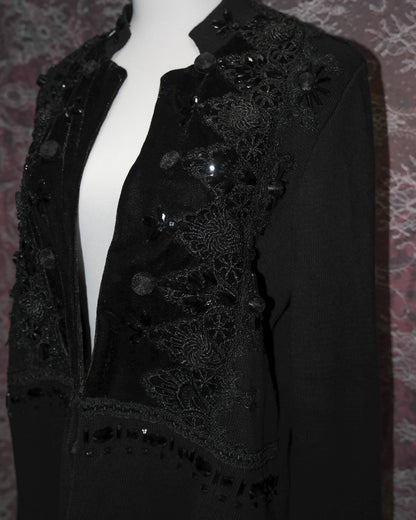 [Chico's] Black Velvet Embellished Beaded Outer