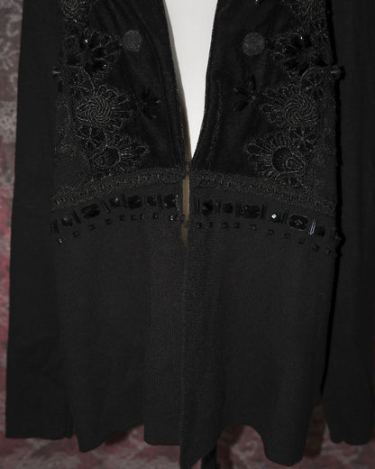 [Chico's] Black Velvet Embellished Beaded Outer