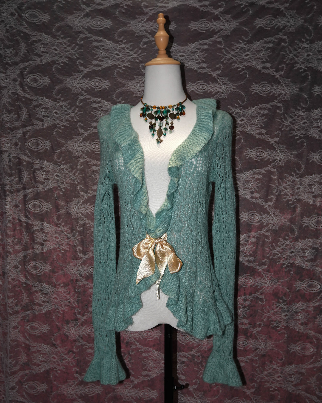 Mint Ruffle Cardigan