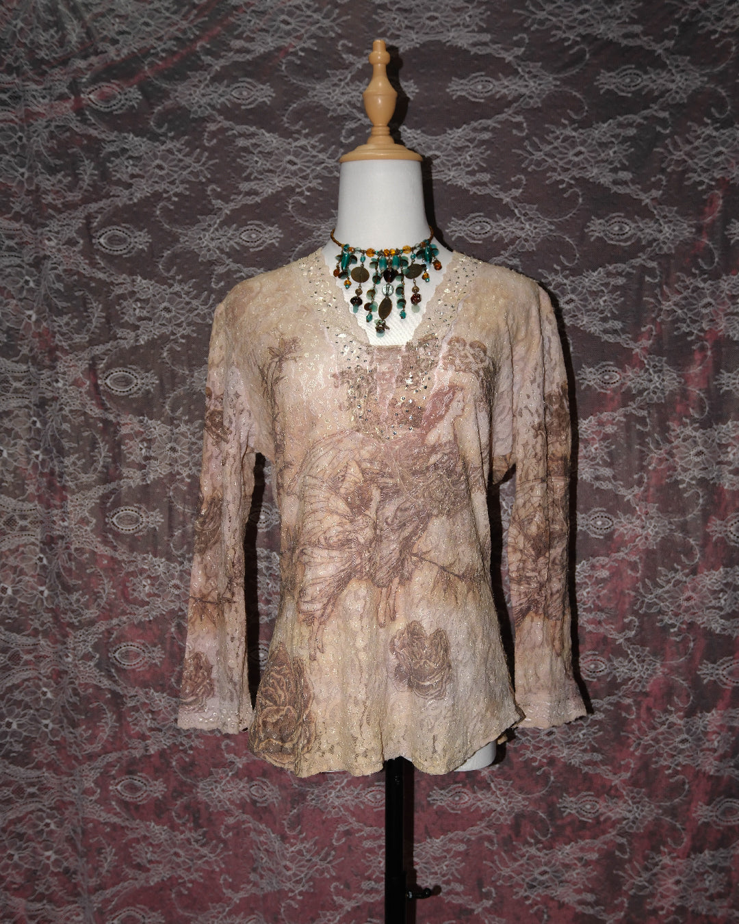 [USA] Laura Max Angel Print Lace Top