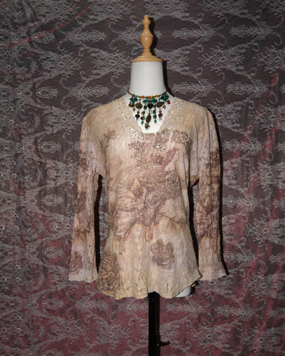 [USA] Laura Max Angel Print Lace Top