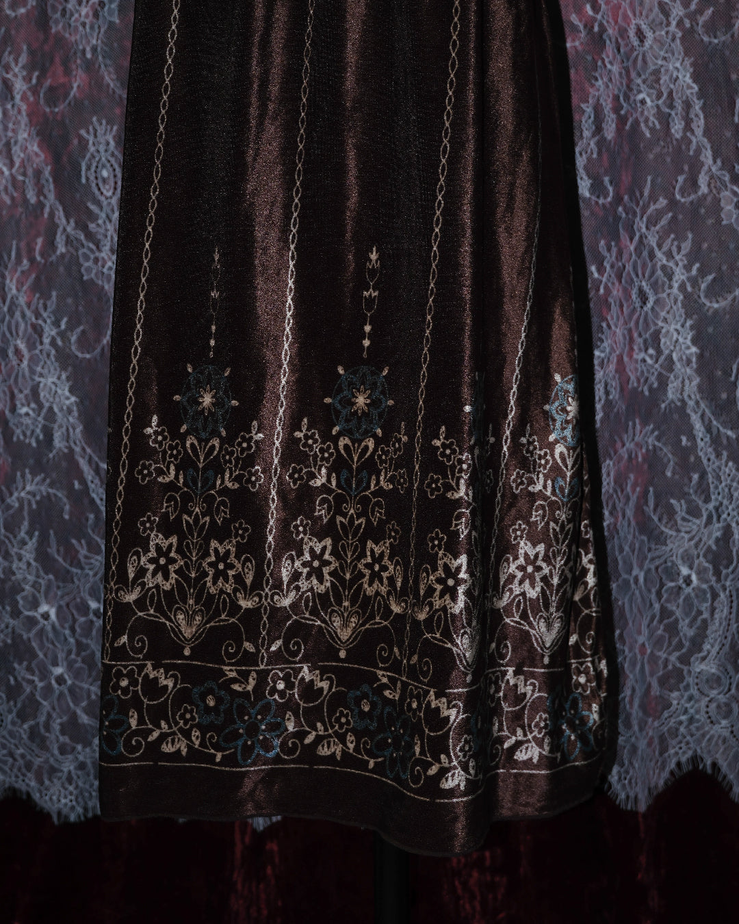 Bronzed Gothic Lacey Velvet Dress