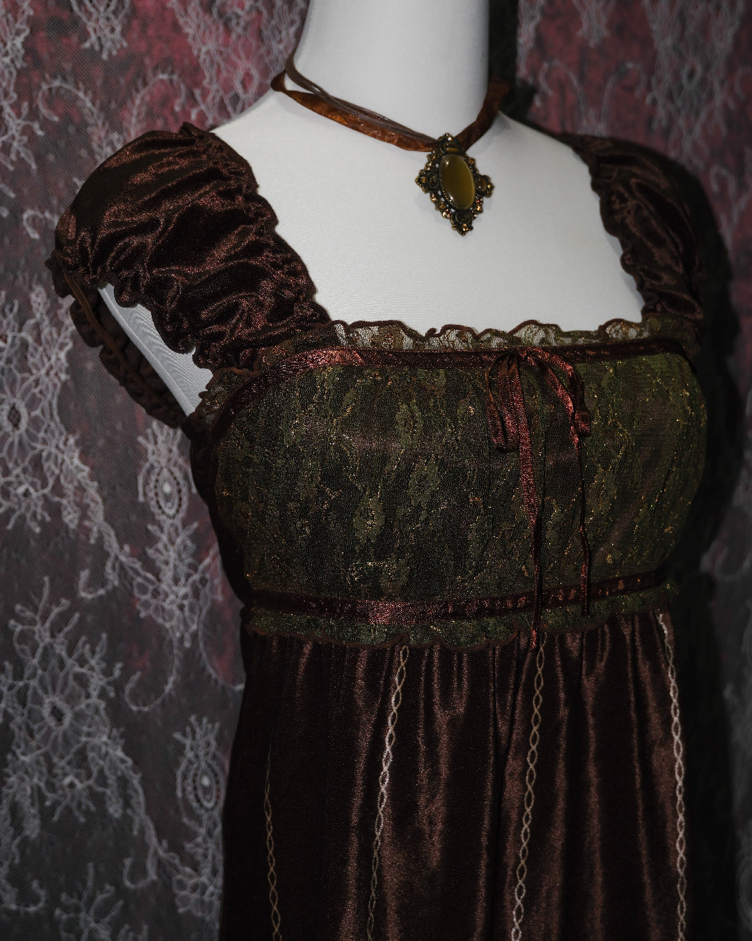 Bronzed Gothic Lacey Velvet Dress