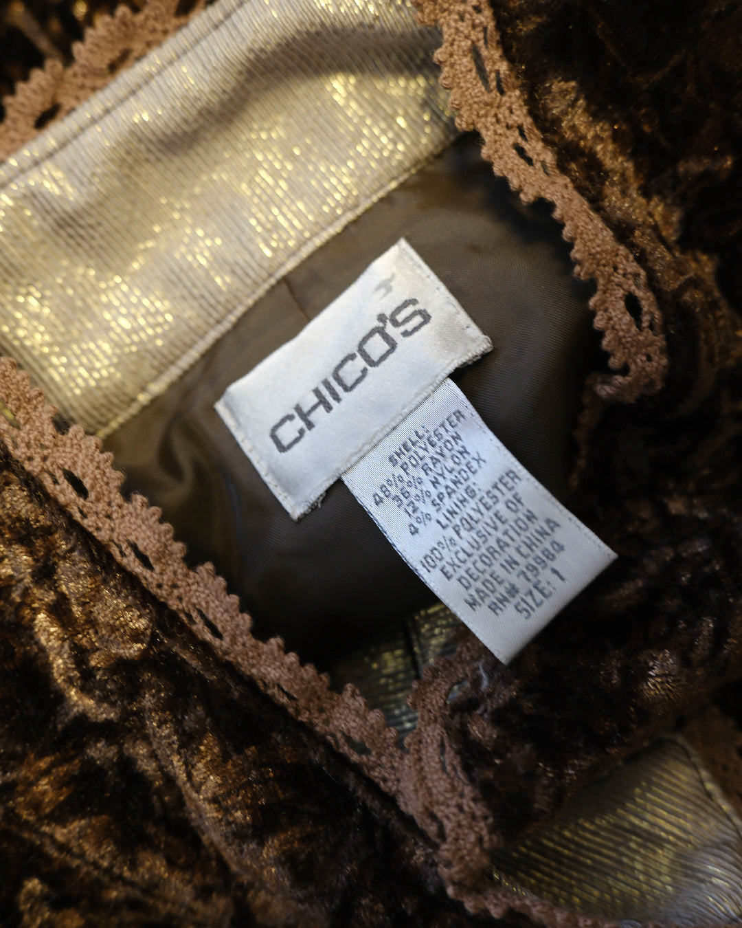 [Chico's] Brunette Velvet Jacket