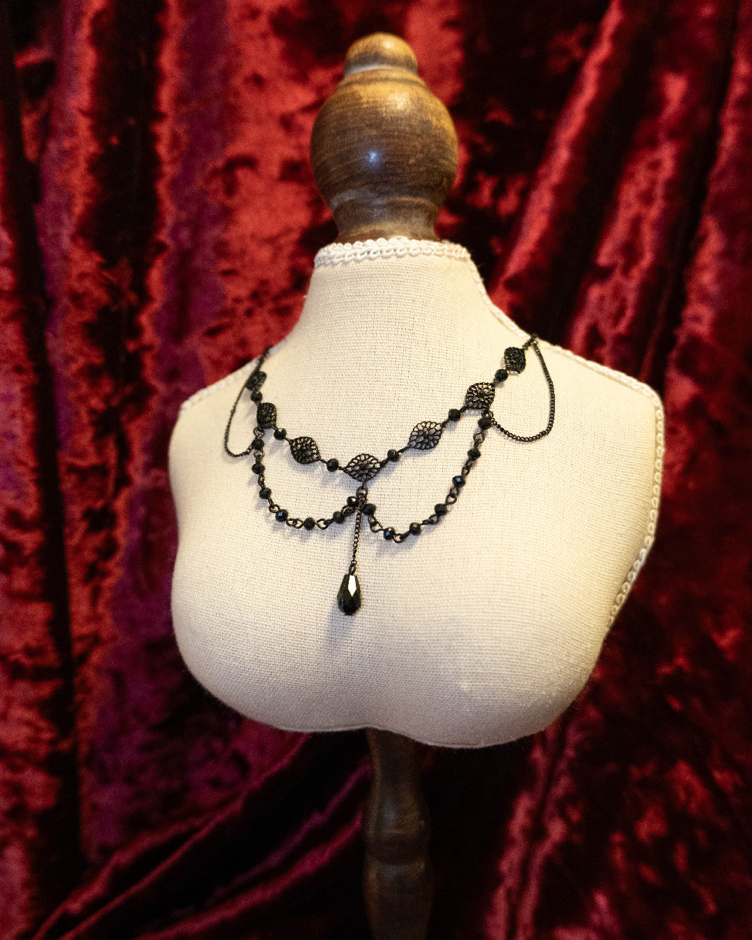 Gothic Black Crystal Necklace