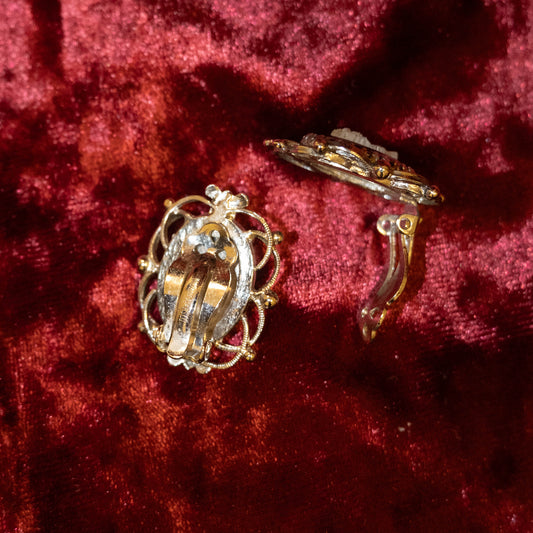 [France] Glass Cameo Ear Clips