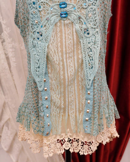 Aqua Blue Butterfly Lace Camisole