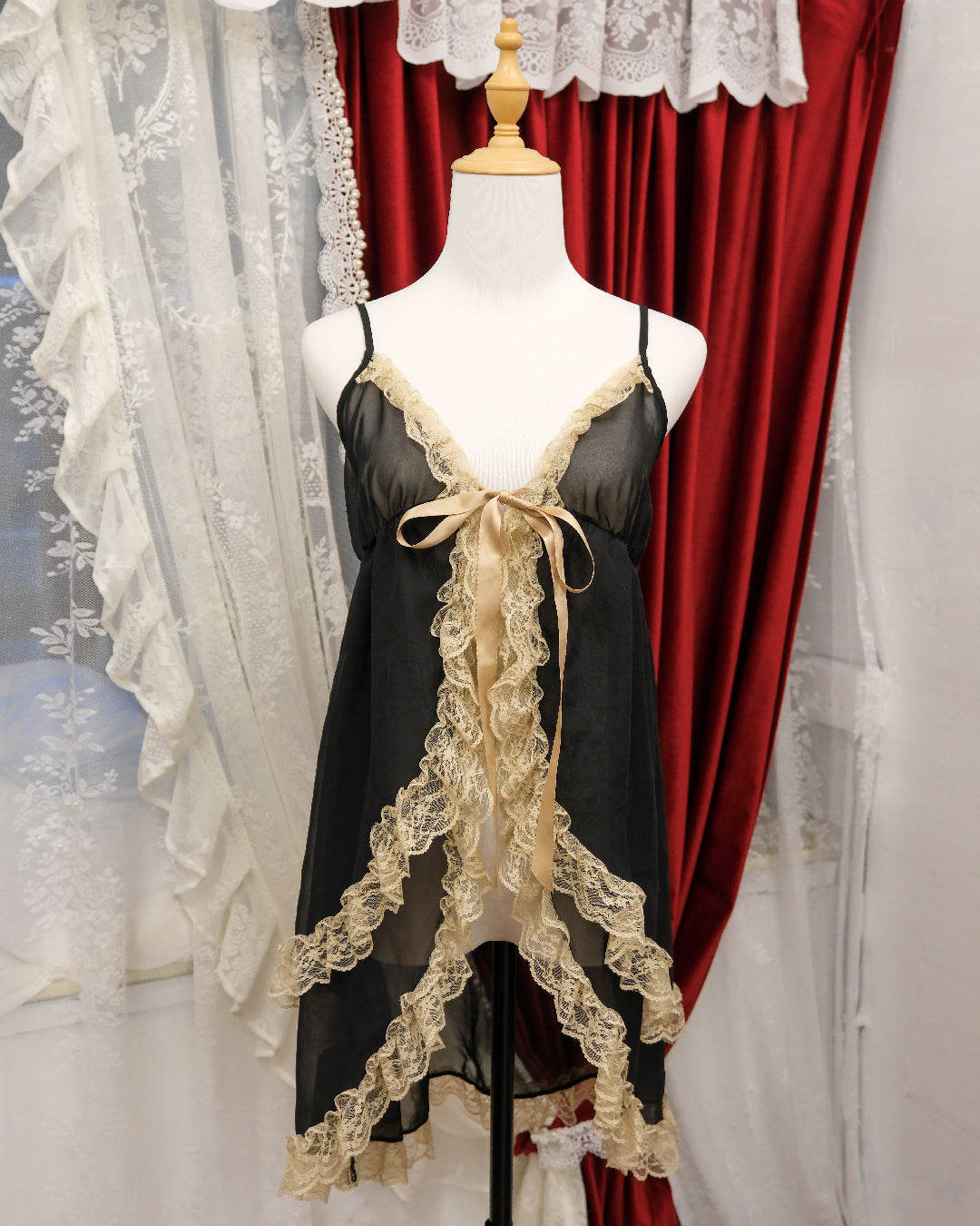 Dark Ruffle Sheer Camisole